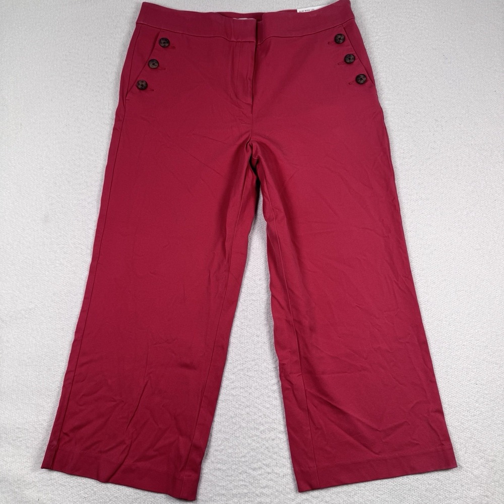 LOFT High Rise Slim Wide Leg Crop Pants Women's 14 Stretch Pink Boho New Flaws‎